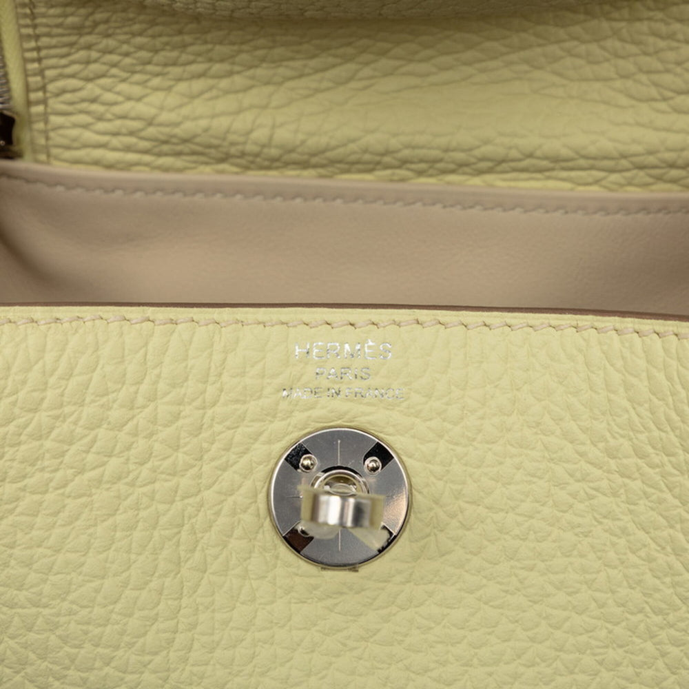 Hermes Lindy Mini Shoulder Bag/Handbag 2-Way Jaune Milton Yellow Taurillon Clemence Leather Women's HERMES — Like New