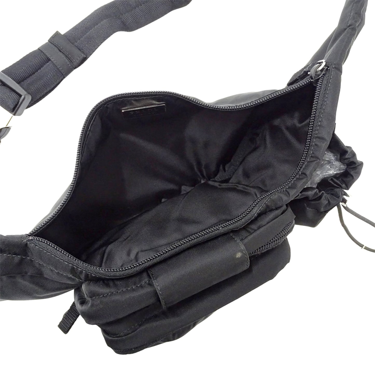 Prada PRADA bag for men and women, branded body bag/waist bag, nylon, black, 2VL056, black logo