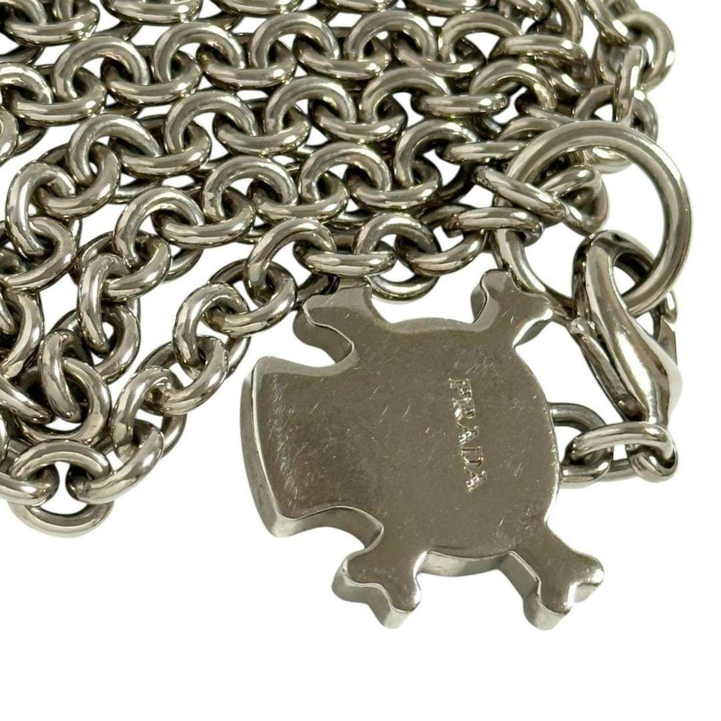 Prada Women's Skull Pendant Necklace Chain in Black