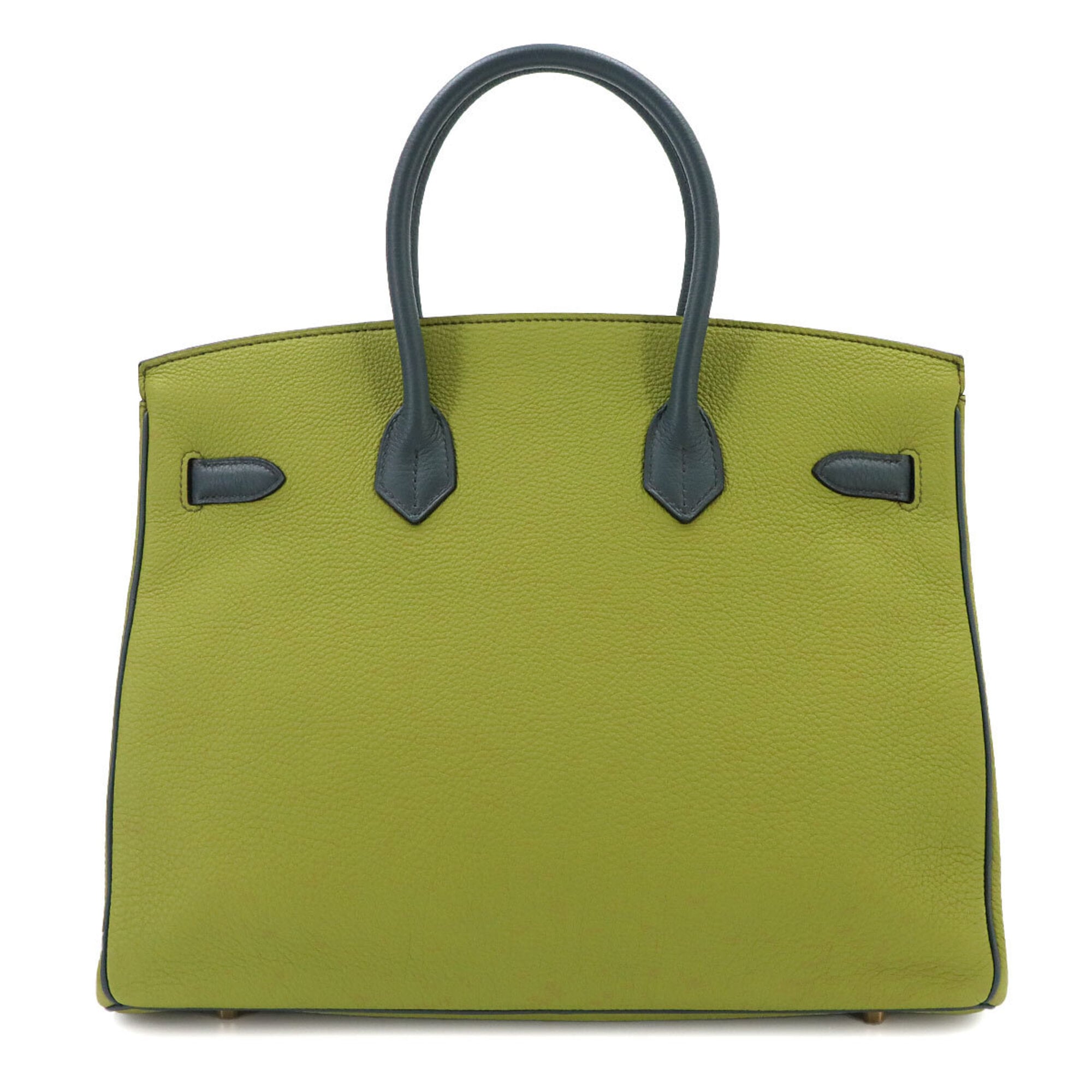 Hermes Birkin 35 Personal SPO Togo Pistachio Blue Orage Handbag □Q Stamp Gold Hardware — New - Store Return