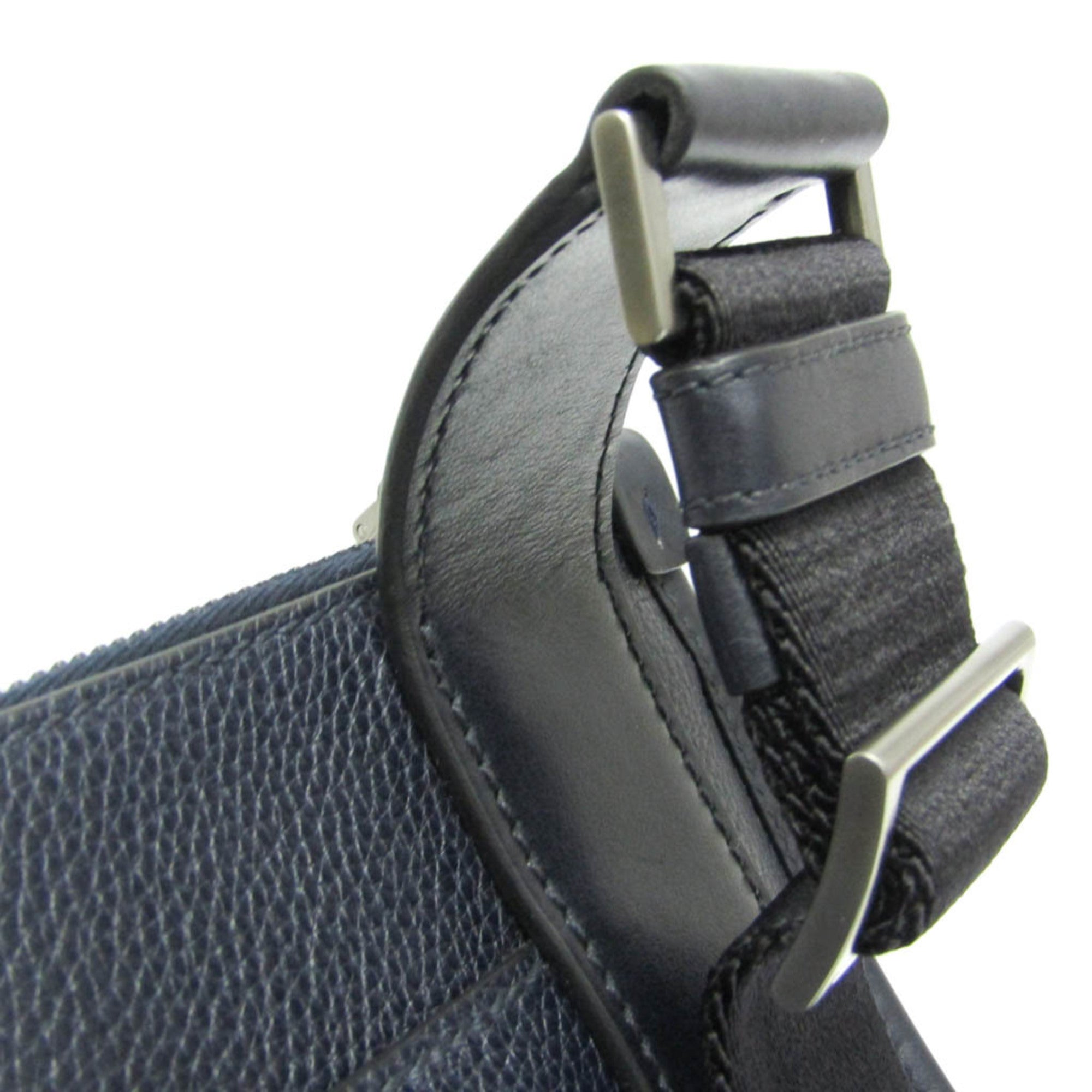 Prada 2VH047 Men's Leather Messenger Bag,Shoulder Bag Black,Dark Navy — Like New