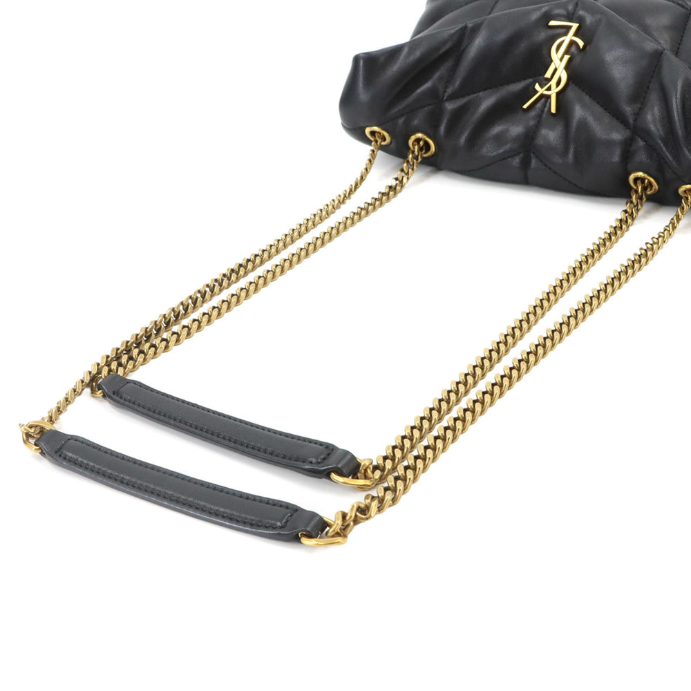 Saint Laurent Puffer Toy Chain Shoulder Handbag, Leather, Black, 759337, Gold Hardware — Like New