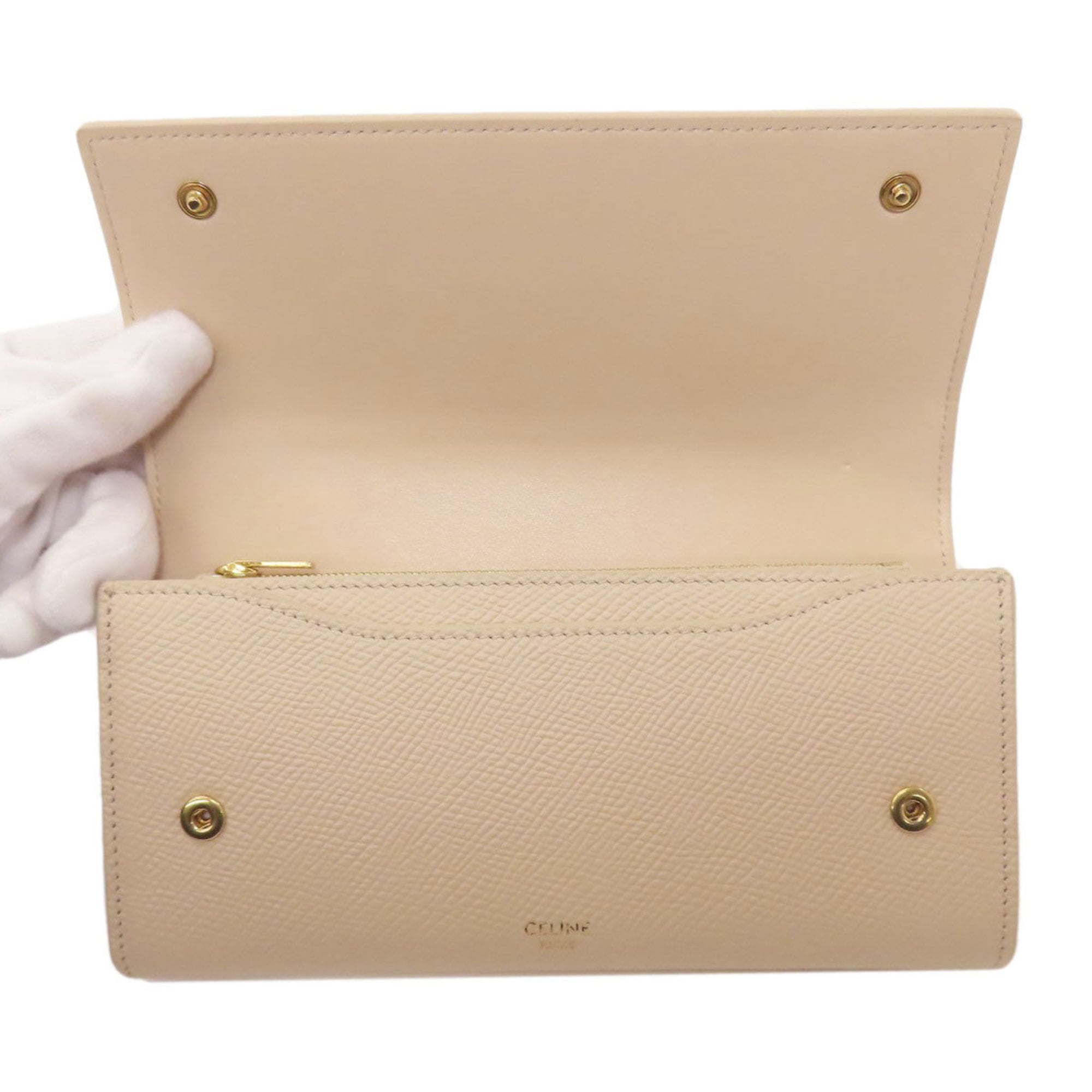 Celine logo long wallet leather women's CELINE