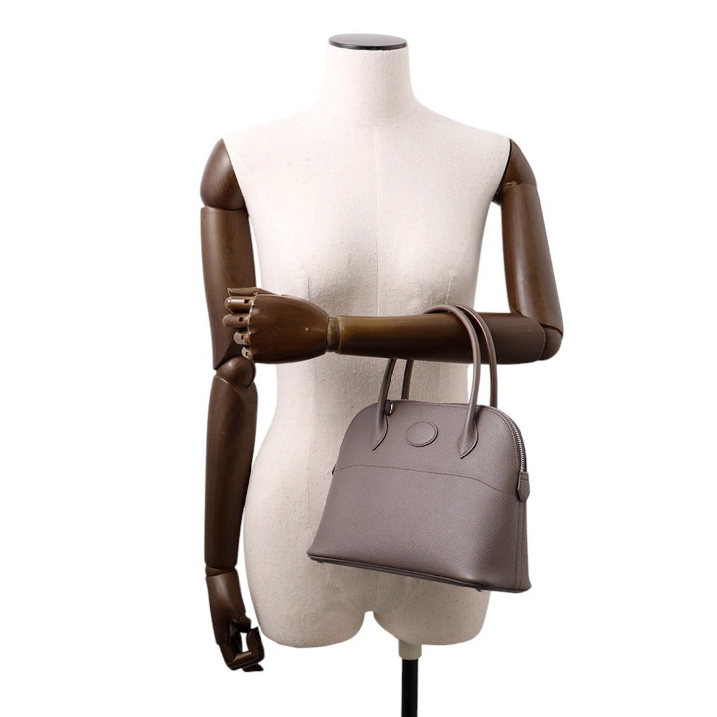 Hermès Bolide 27 Etain Epsom handbag with A stamp. HERMES 2-way shoulder bag.