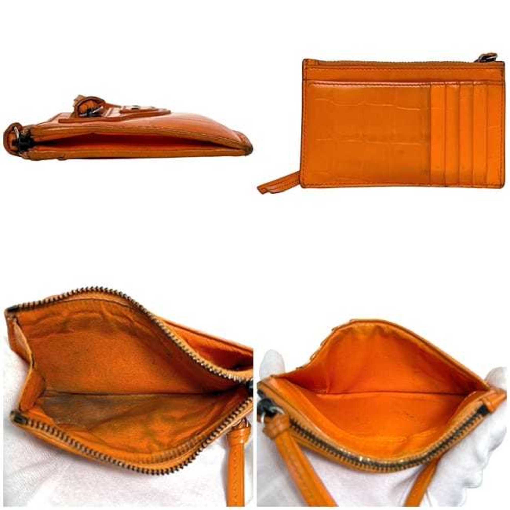 Balenciaga Neo Classic Coin Case ec-24249 Orange 640110 Leather Purse 7507 U 568148 BALENCIAGA Mini Wallet for Men and Women