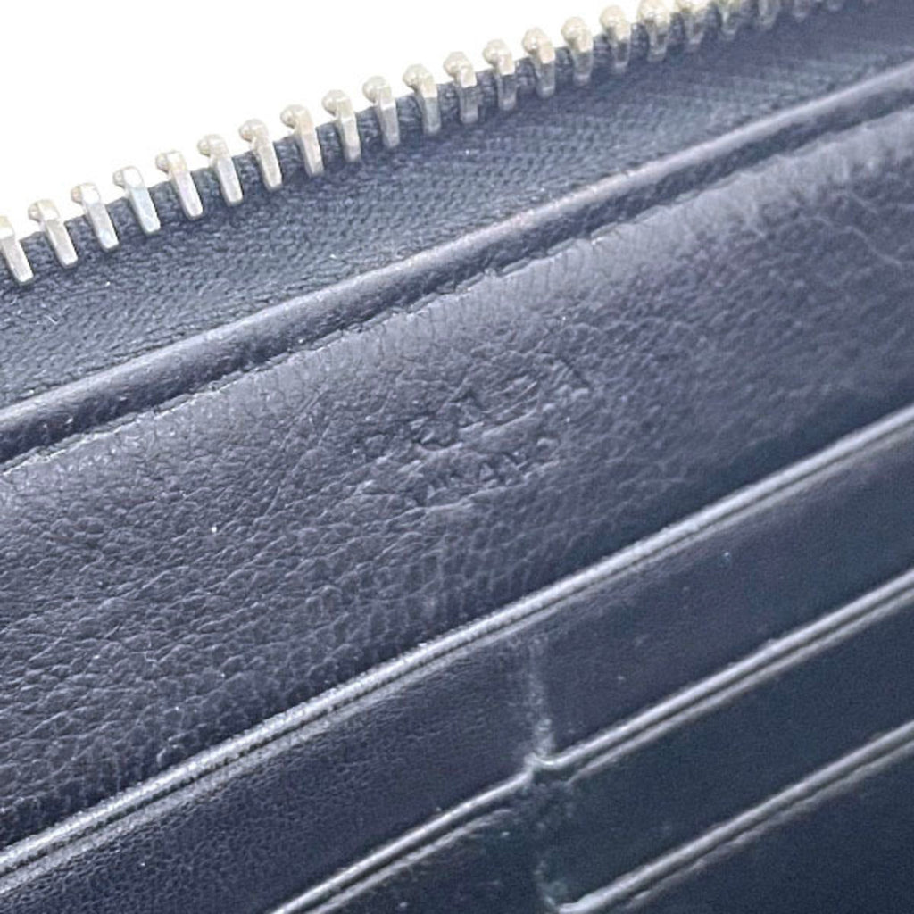 Prada Camouflage Round Long Wallet, Nylon and Leather, Gray Black, 1M0506, PRADA Pattern, Shirring, Gathered Pleats, YY-15718