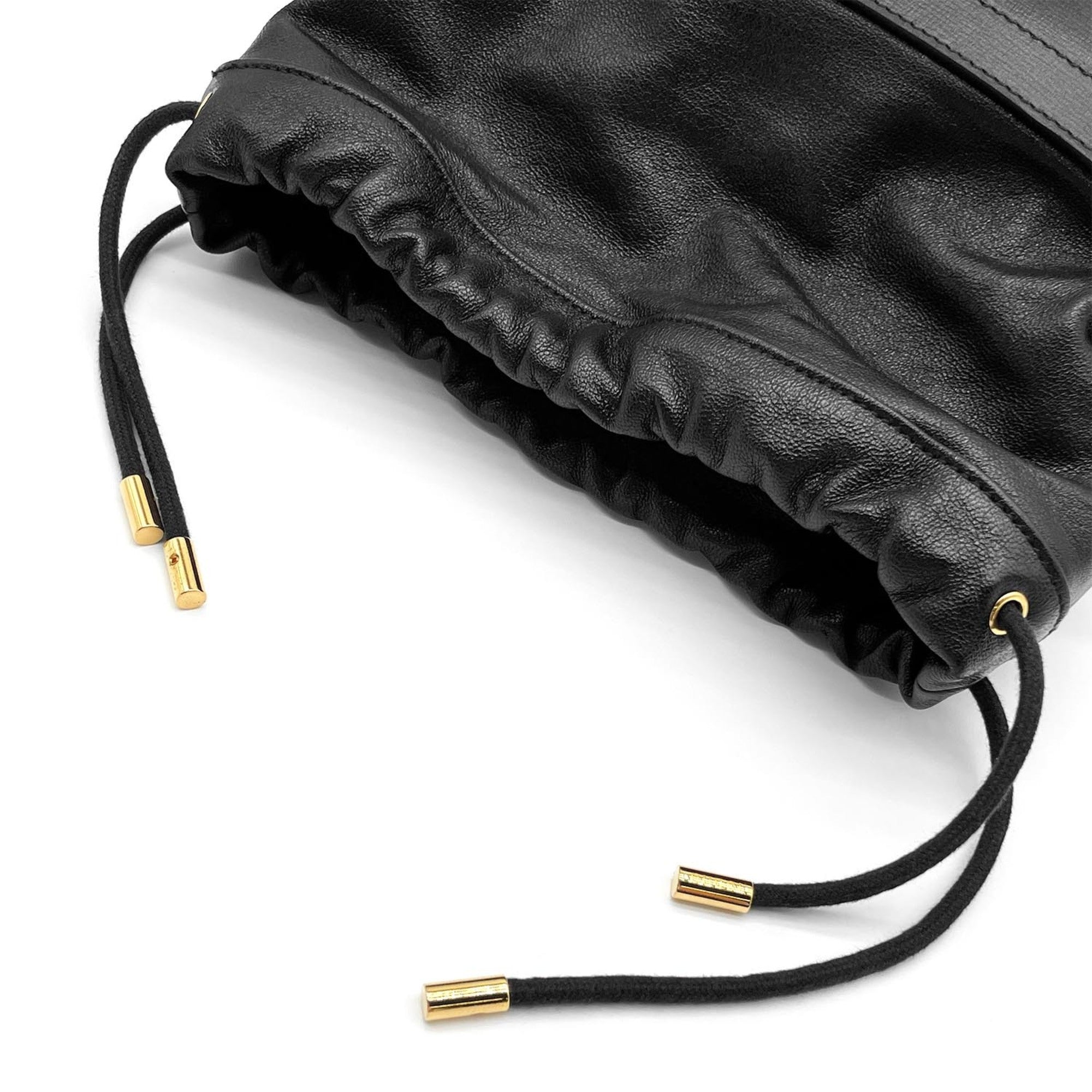 GUCCI Horsebit 1955 Bucket Drawstring Shoulder Bag, Leather, Black, Women's — Like New