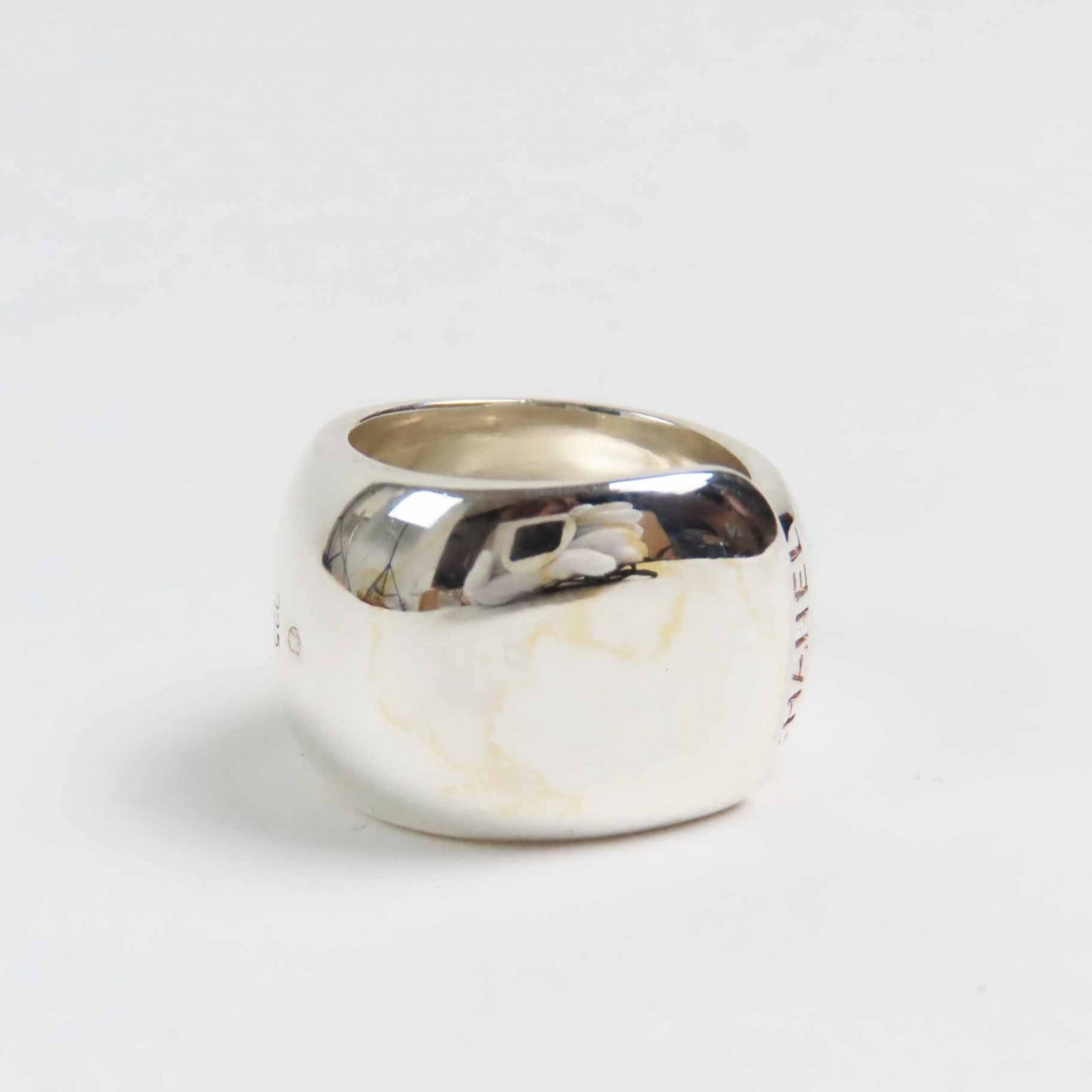 CHANEL Vintage Logo Ring, SV925 Silver, 18g, Women's