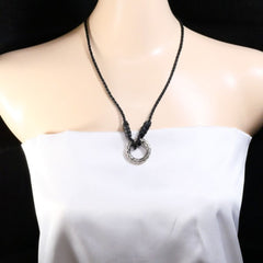 Bottega Veneta Intrecciato Circle Silver Leather Necklace Total weight approx. 16.6g 56cm — Like New