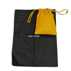 Yves Saint Laurent SAINT LAURENT PARIS 640714 Drawstring Leather Chain Shoulder Bag, Yellow, Made in Italy, Women's, with Dust Bag — Like New