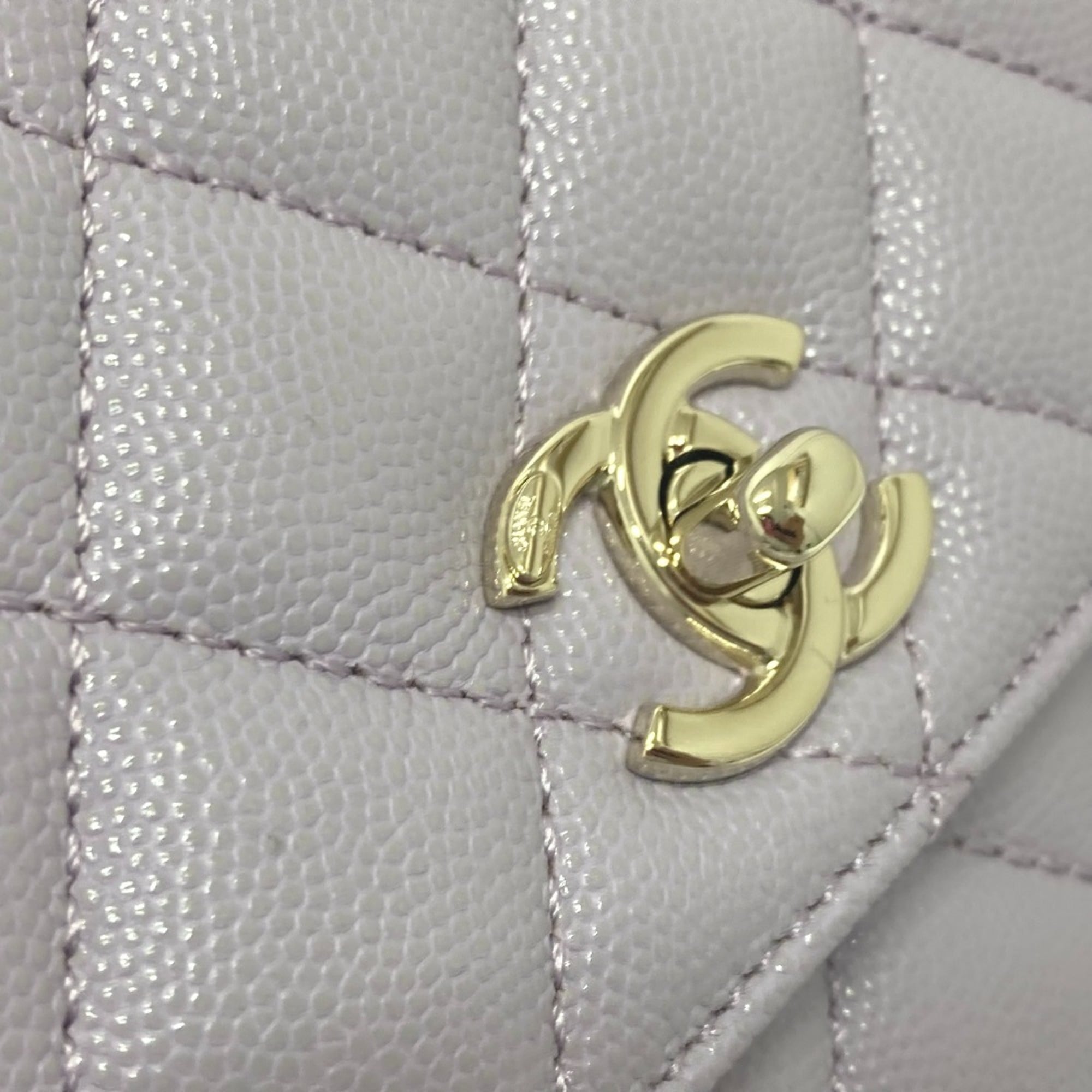 CHANEL A92990 Matelasse Coco Handle Bag Shoulder Handbag Caviar Skin Women's Lavender Purple — New - Store Return