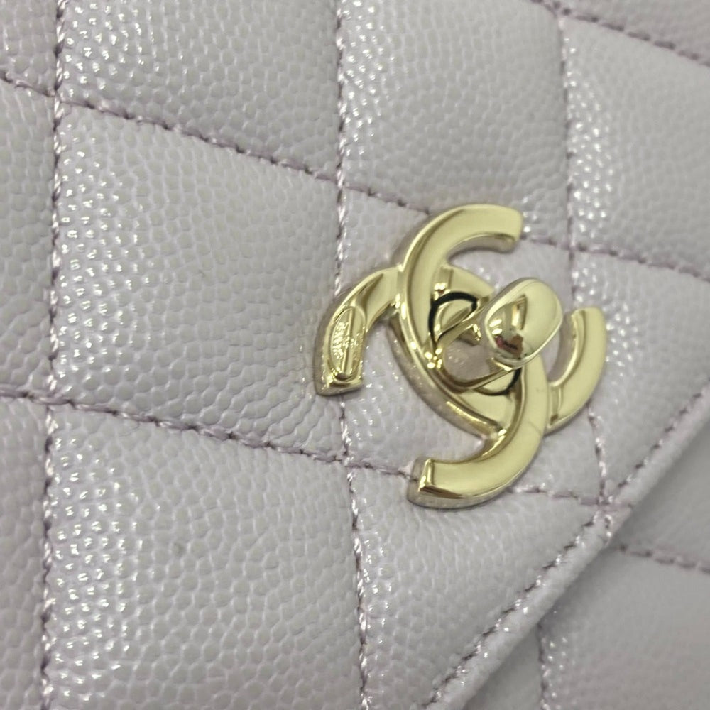 CHANEL A92990 Matelasse Coco Handle Bag Shoulder Handbag Caviar Skin Women's Lavender Purple — New - Store Return