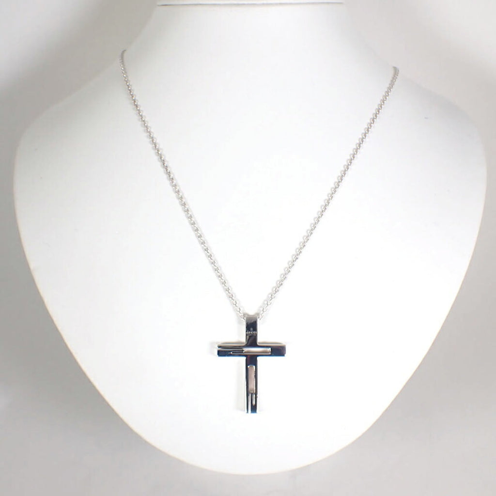 GUCCI 925 Branded G Cross Necklace Pendant