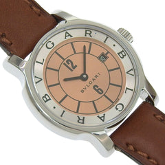 Bulgari BVLGARI Solo Tempo Watch ST29SL Stainless Steel x Leather Quartz Analog Bronze Dial Women's — Very Good