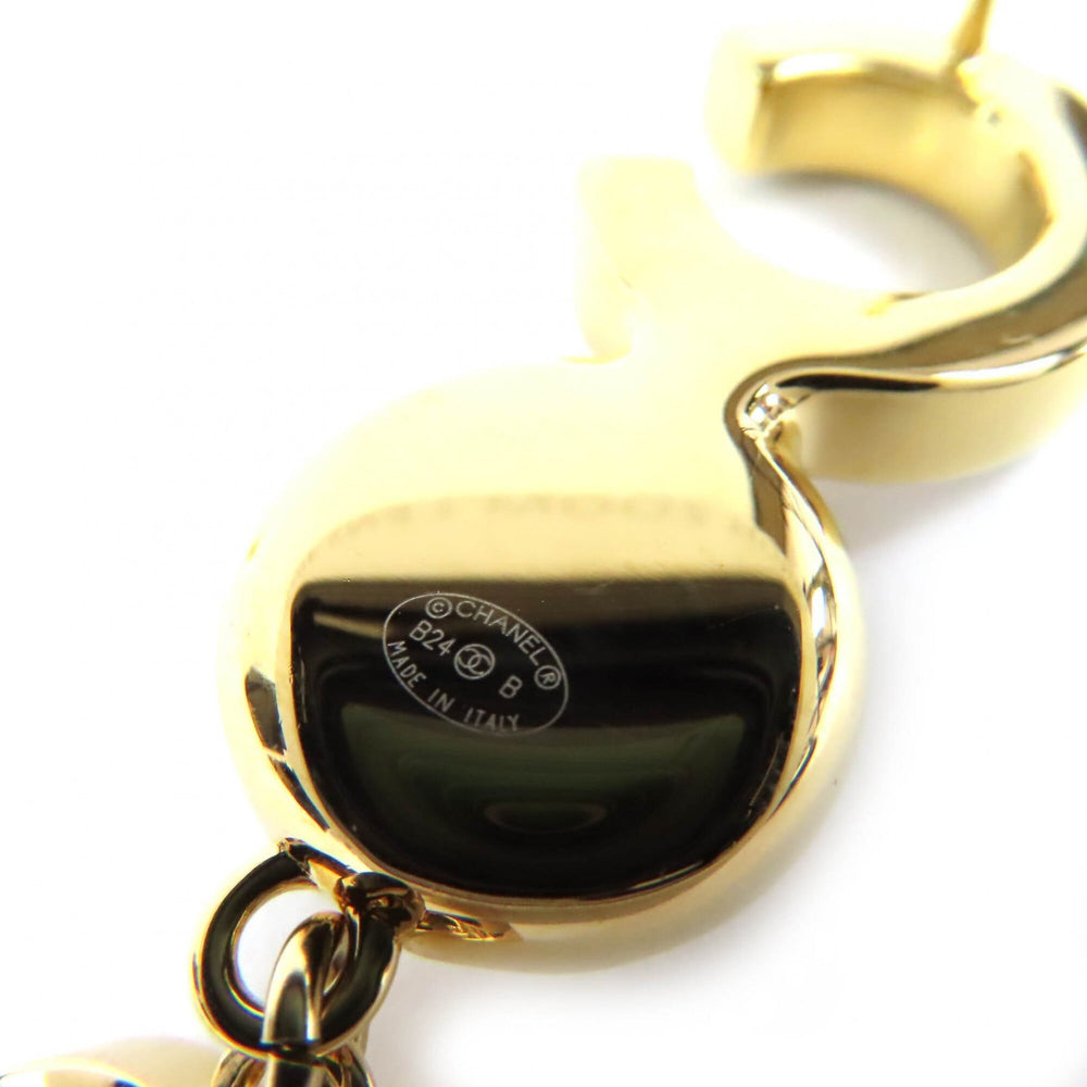 CHANEL ABE234 Coco Mark COCO Logo Faux Pearl Earrings (Pair) Gold Black Made in Italy Women's — Like New