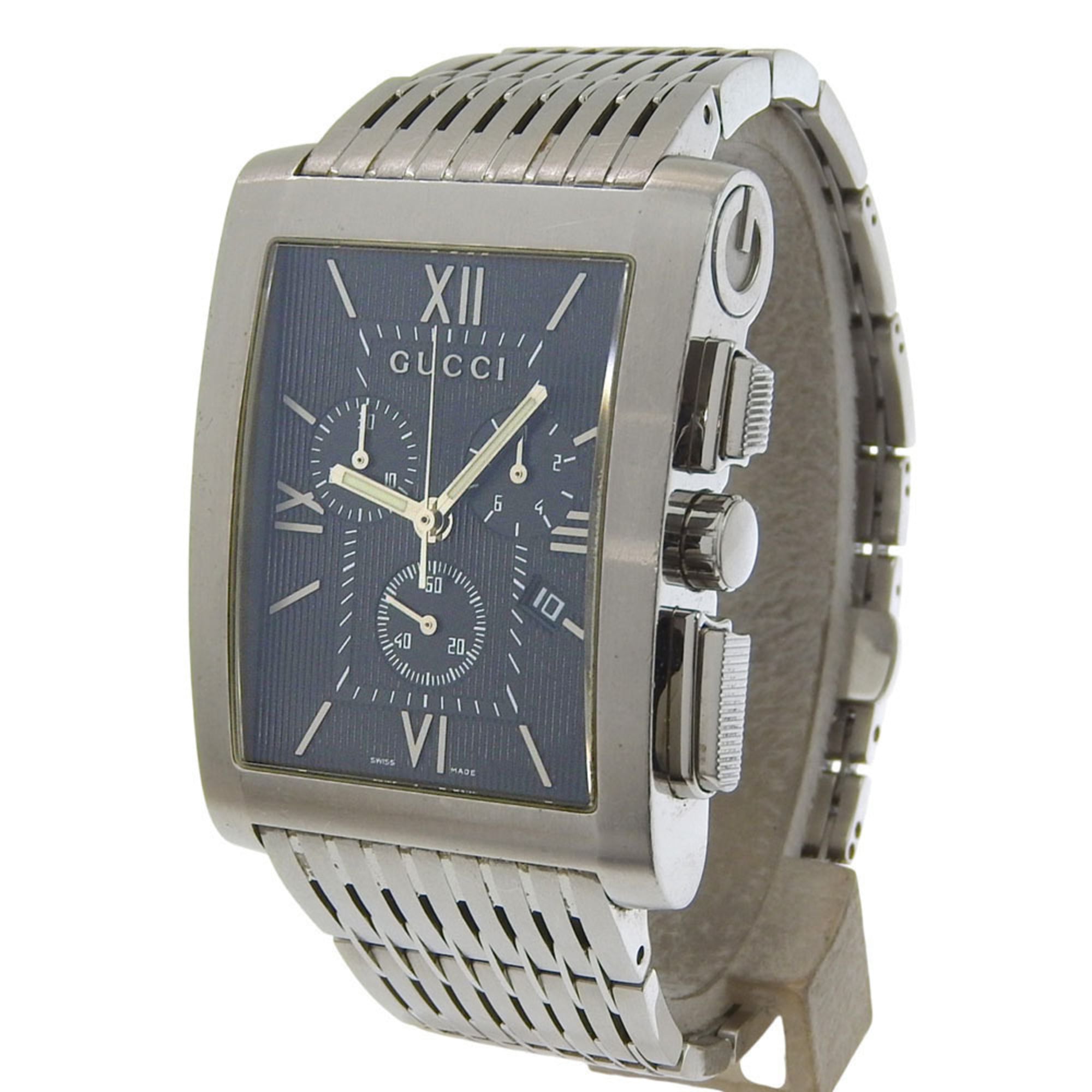 Gucci G-Metro 8600M Stainless Steel Quartz Chronograph Watch with Black Dial - Men's — Good