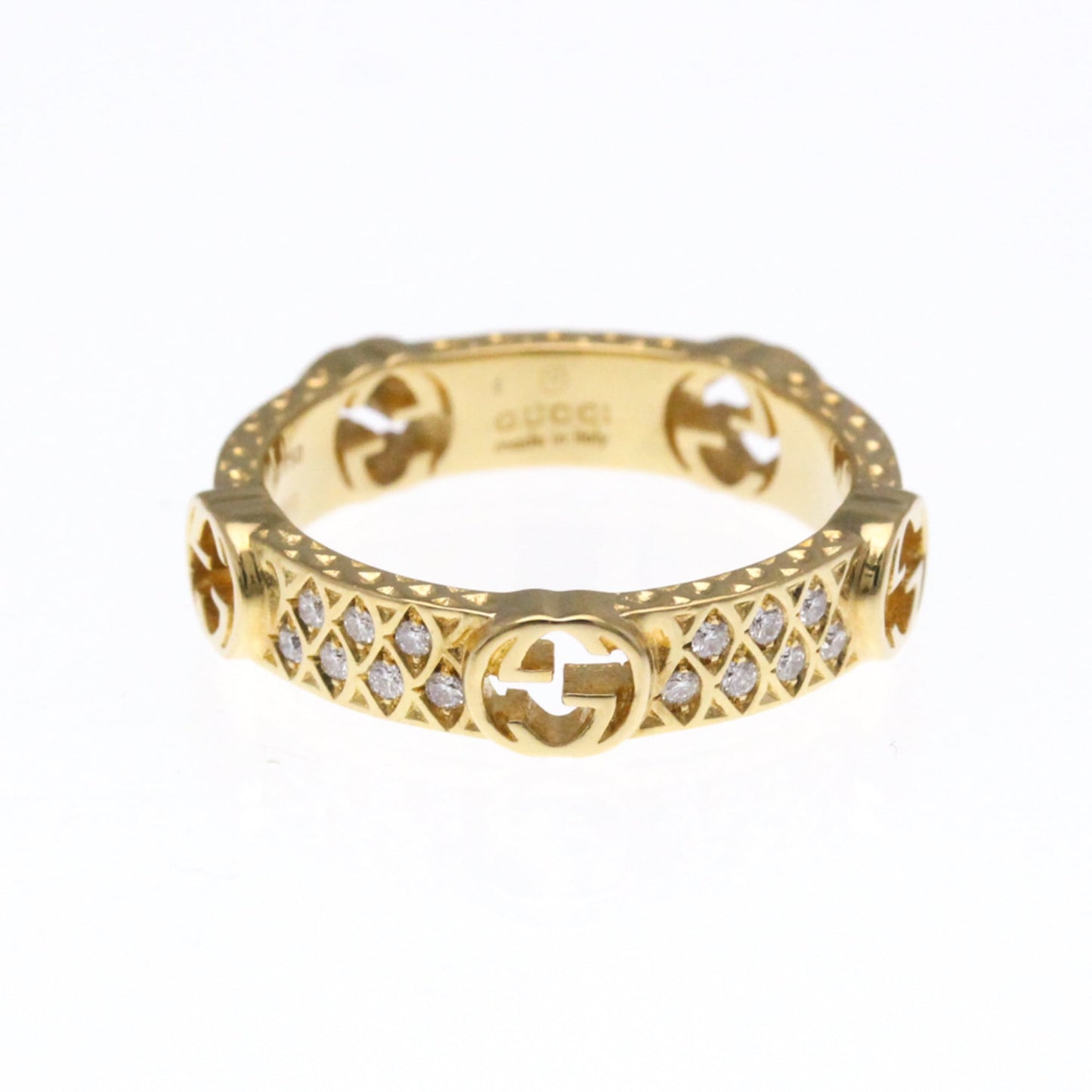 Gucci Interlocking G Diamond Ring Yellow Gold (18K) Fashion Diamond Band Ring Gold