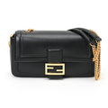 FENDI Baguette Chain Shoulder 8BR783 Leather Black S-157022