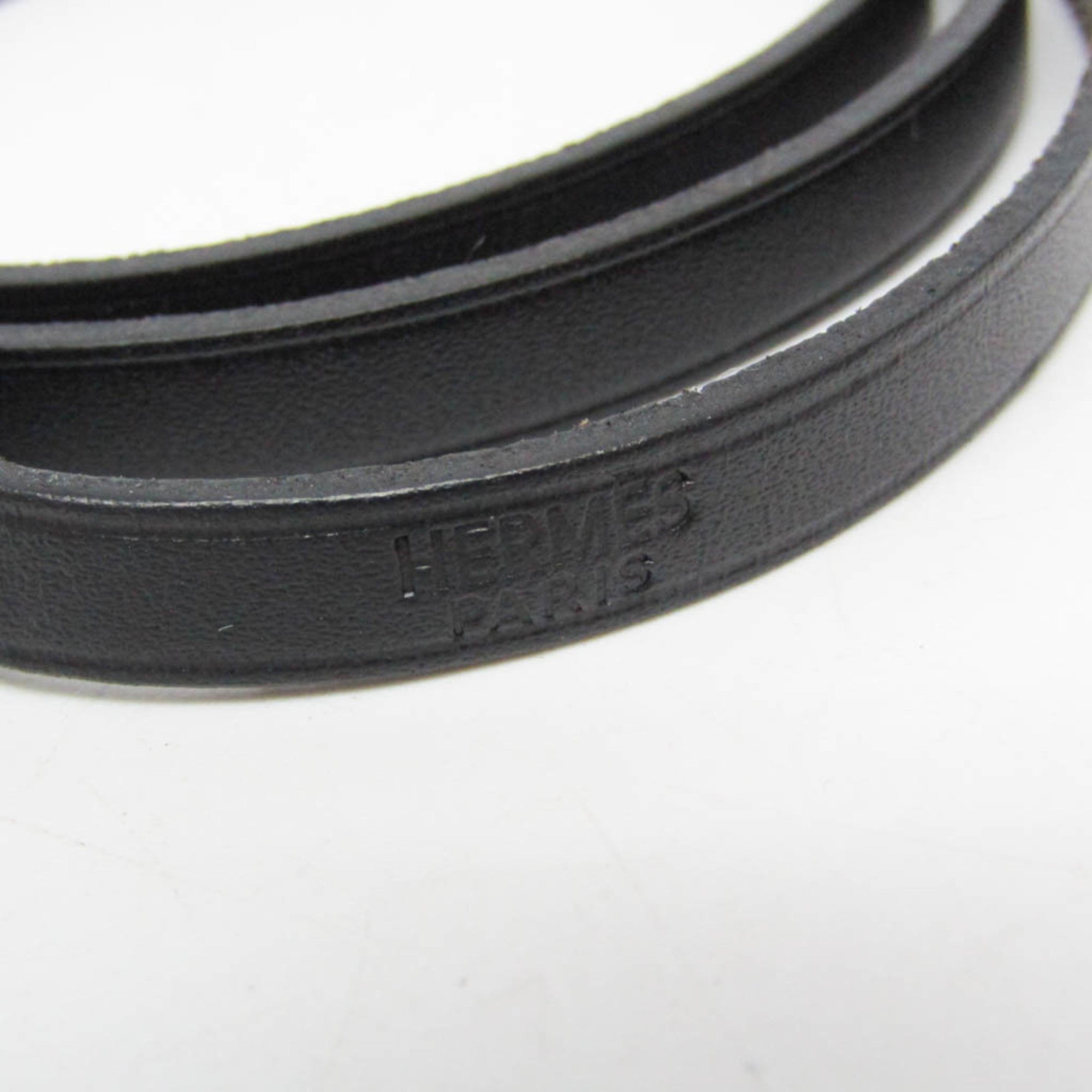 Hermes Hapi III Choker Leather,Metal Bangle Silver,Black — Like New