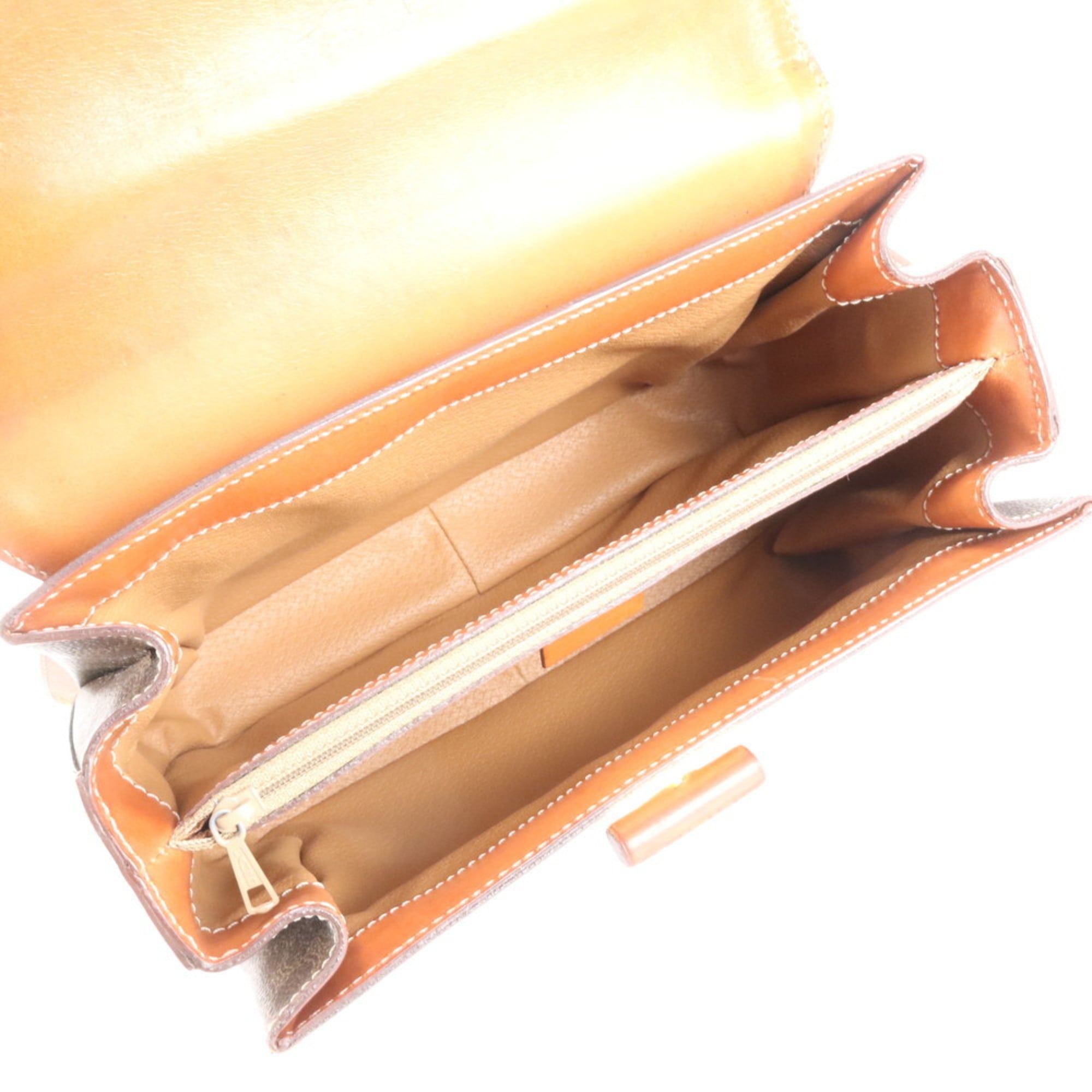 Celine Macadam Leather 2-Way Shoulder Bag/Handbag Brown Women's