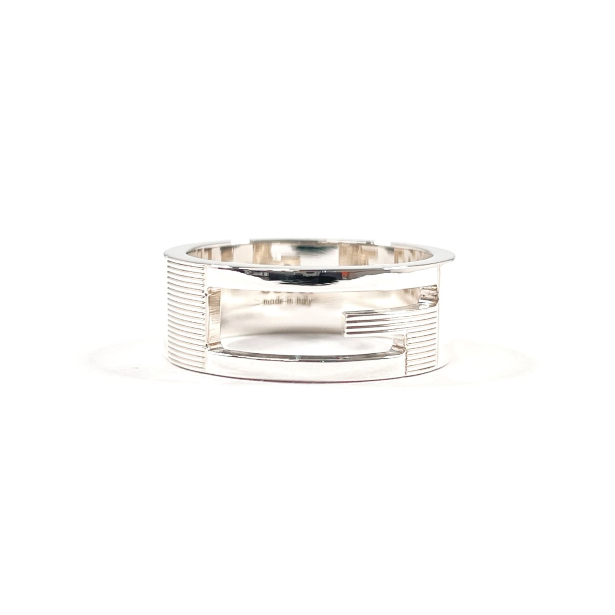 GUCCI Branded Cutout G Ring, Sterling Silver 925, Size 17.5cm, Men's — Like New