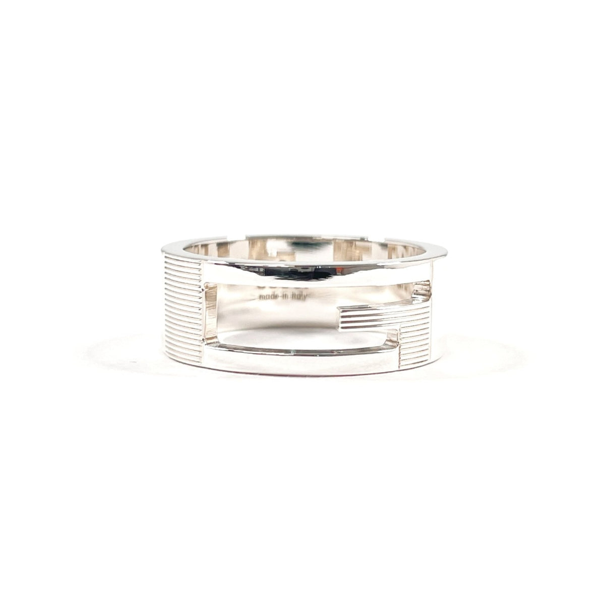 GUCCI Branded Cutout G Ring, Sterling Silver 925, Size 17.5cm, Men's — Like New