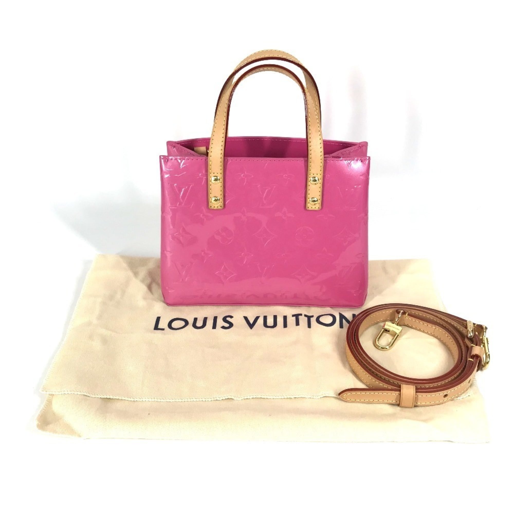 LOUIS VUITTON M24028 Monogram Vernis LV Remix Lead PM 2-Way Bag, Tote Handbag, Shoulder Vernis, Women's, Neon Pink — Like New
