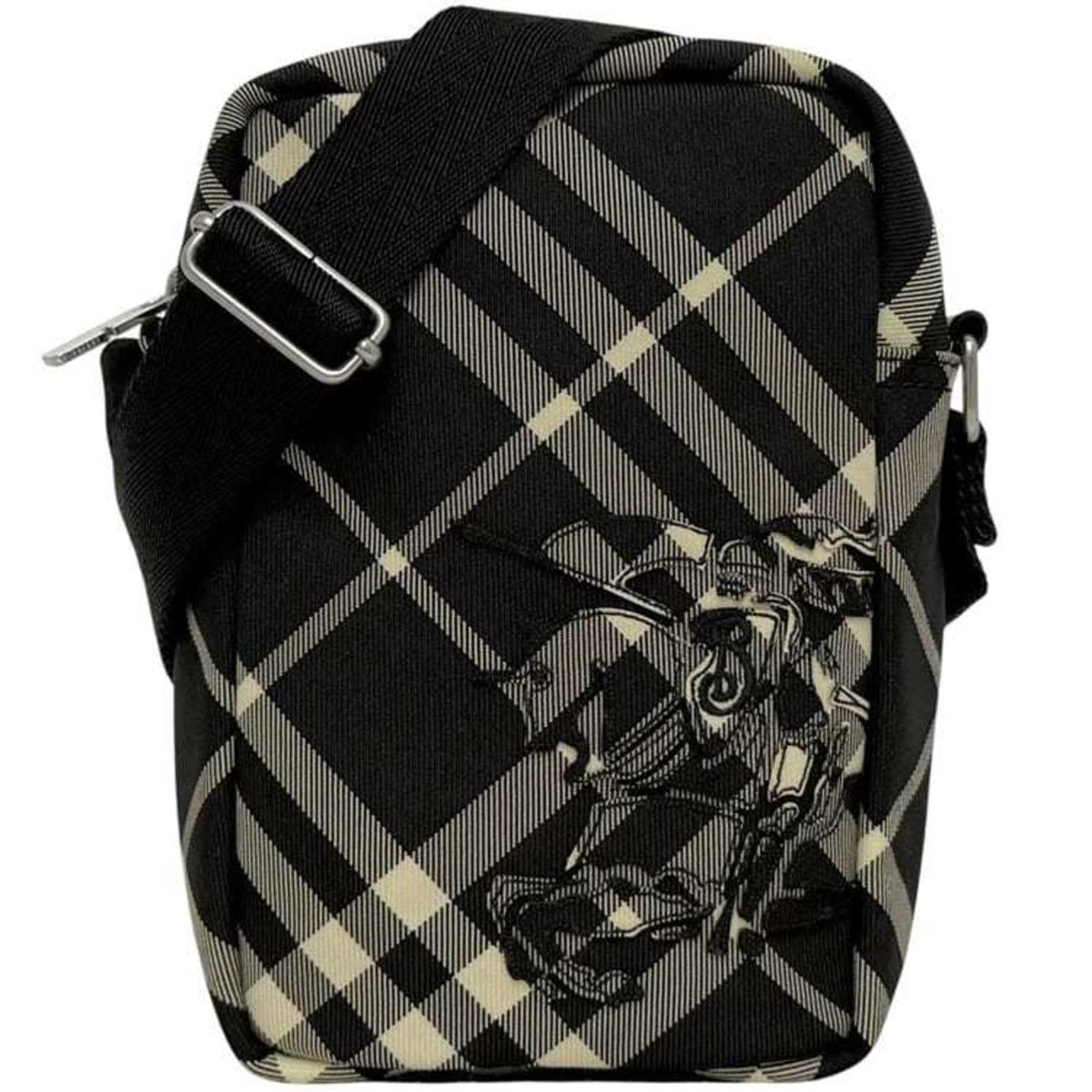 Burberry Shoulder Bag ec-24877 Black Classic Check 8097636 Unused Canvas Leather Crossbody with Pattern and Patch, Smartphone Pochette — Like New