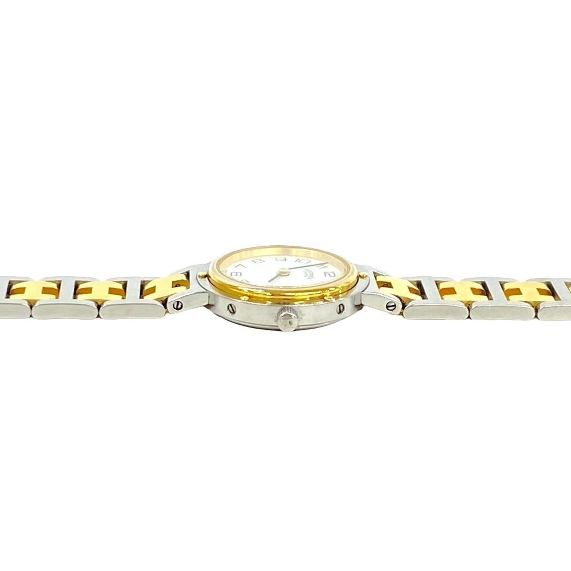 HERMES Clipper Stainless Steel GP Quartz Wristwatch, Silver/Gold, 38535 — Good