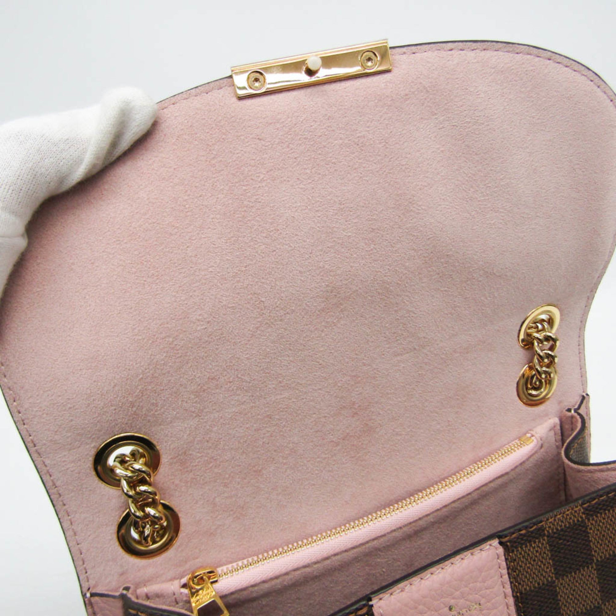 Louis Vuitton Damier Wight N64418 Women's Shoulder Bag Brown,Pink — Like New