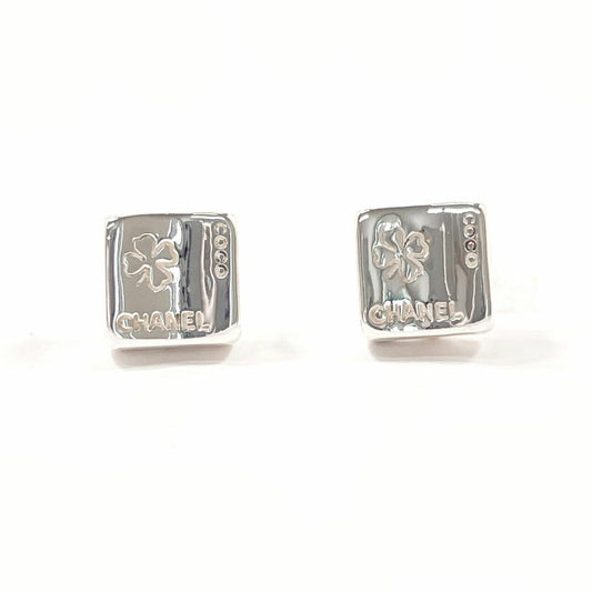 CHANEL Square Clover Earrings, 925 Sterling Silver, Women's