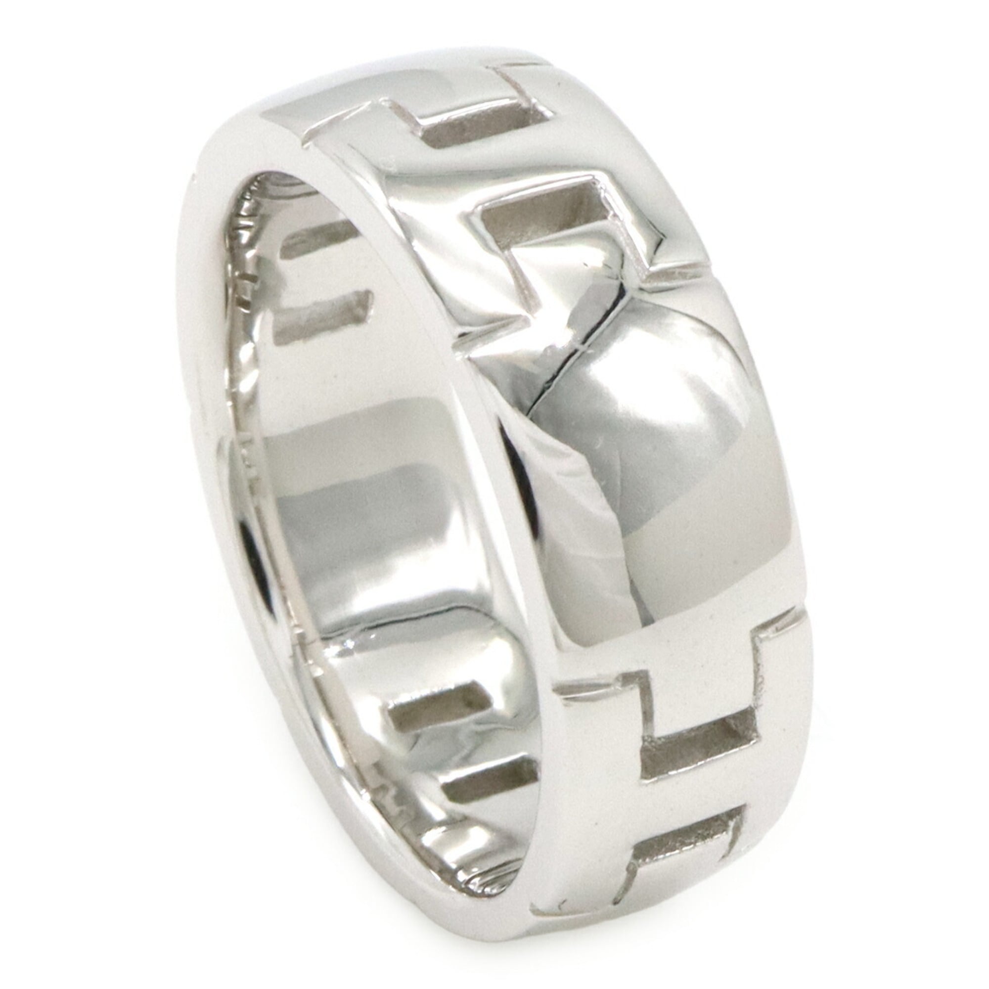 HERMES Hercules Ring, 18KWG (750WG) White Gold, Size #51 (approx. Japanese size 1) — Like New