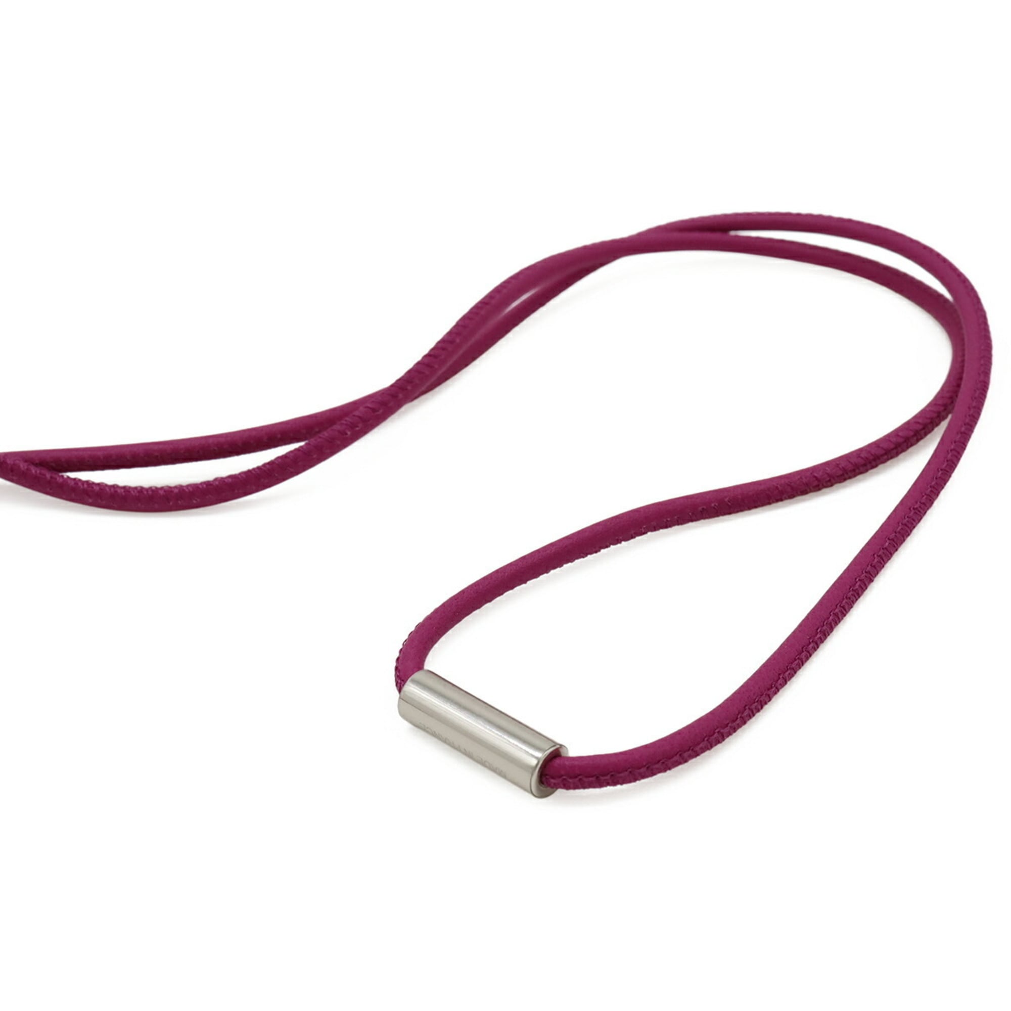 HERMES Mon Petit Kelly Necklace Pendant, Veau Swift Leather Cord, Purple/Red — Like New