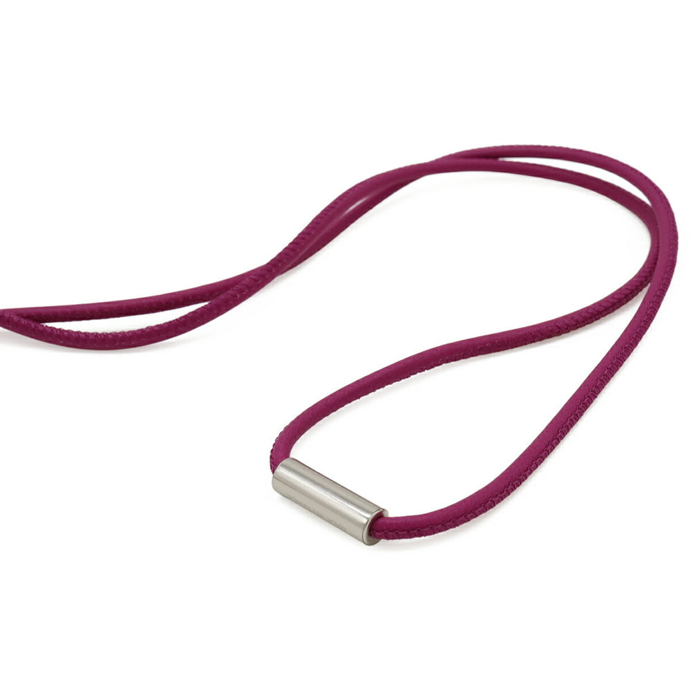 HERMES Mon Petit Kelly Necklace Pendant, Veau Swift Leather Cord, Purple/Red — Like New