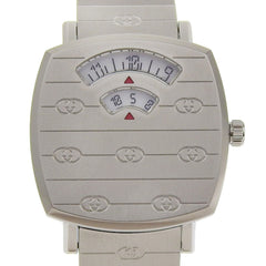 Gucci Grip Watch, Interlocking G, 157.5mm, Stainless Steel, Quartz Movement, Analog Display, White Dial, Women's — Very Good