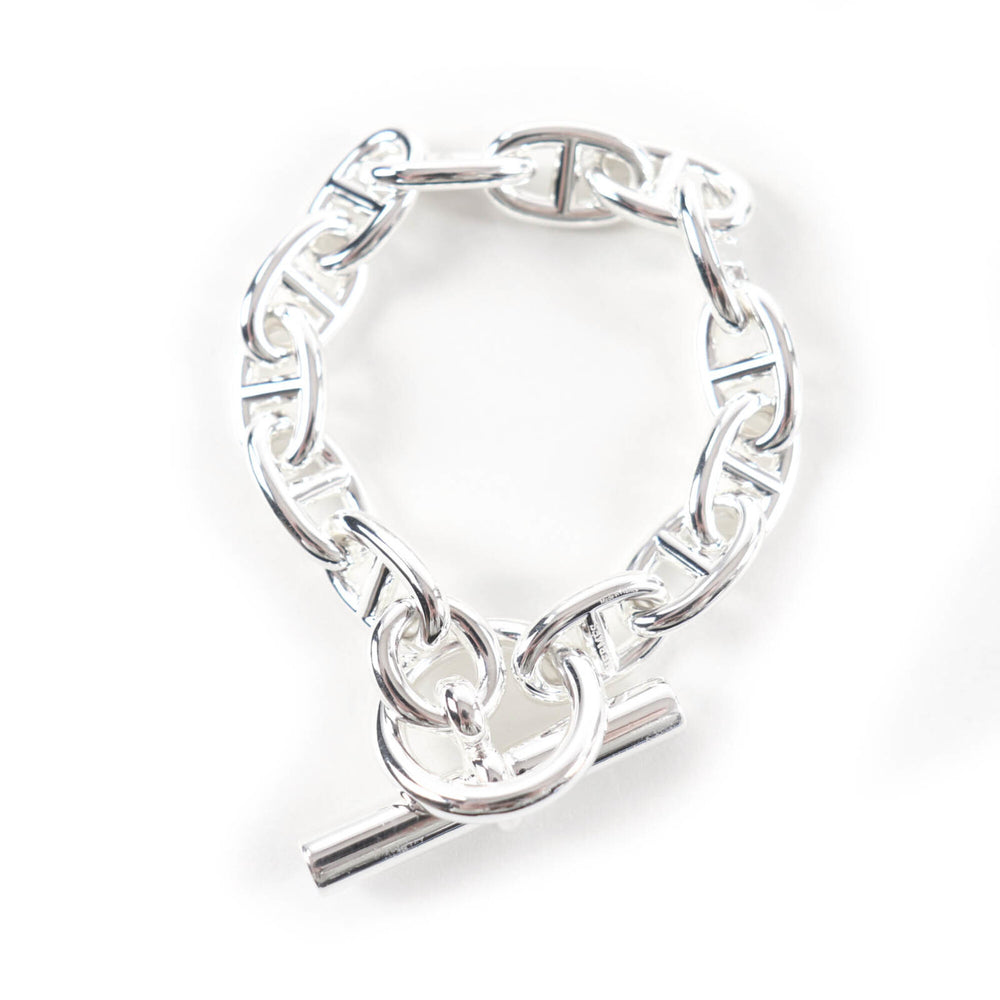 HERMES Chaine d'Ancre MM AG925 Bracelet, 13 links, Silver, Made in France, 2023 model, Weight: 50.05g, Women's — Like New