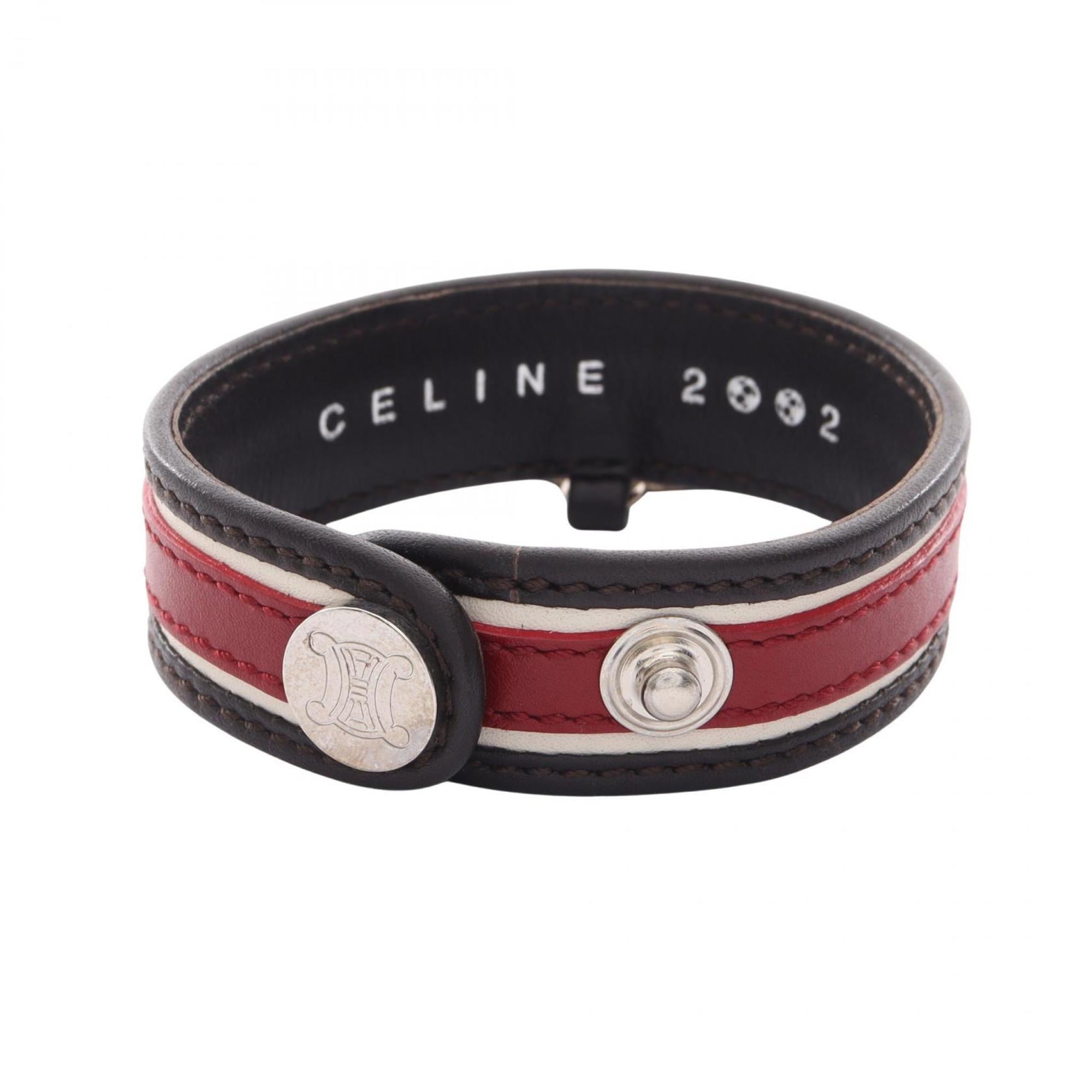 Celine leather bracelet, accessories for women, brown and red