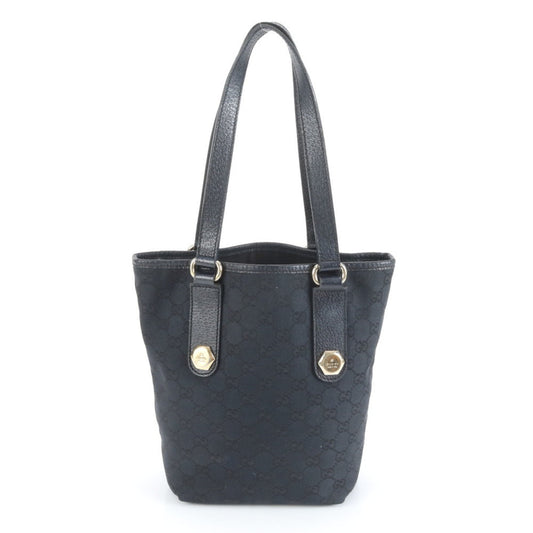 Gucci GG Canvas 153361 Leather Tote Bag Shoulder Handbag Black Women's