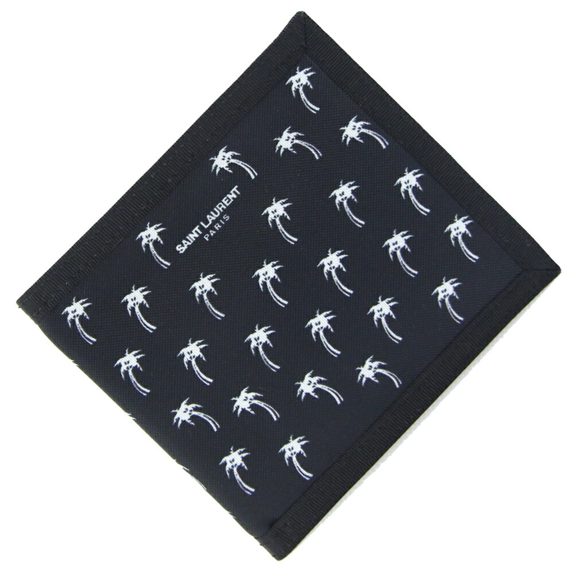 Saint Laurent Bi-fold Wallet 582400 Black Nylon Compact Palm Tree Design Men's SAINT LAURENT