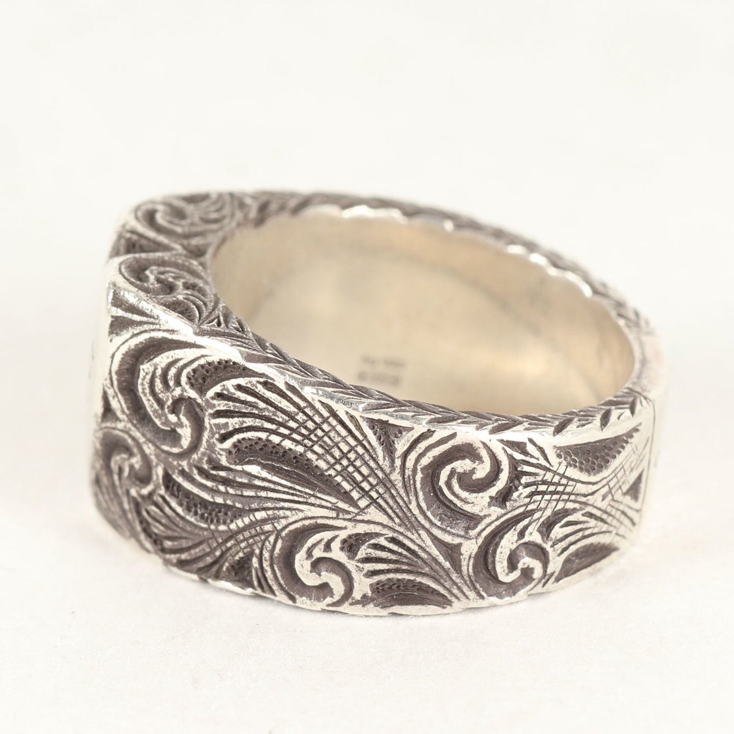 GUCCI Arabesque Heart Ring, Size 17, Ag925 Silver, Men's