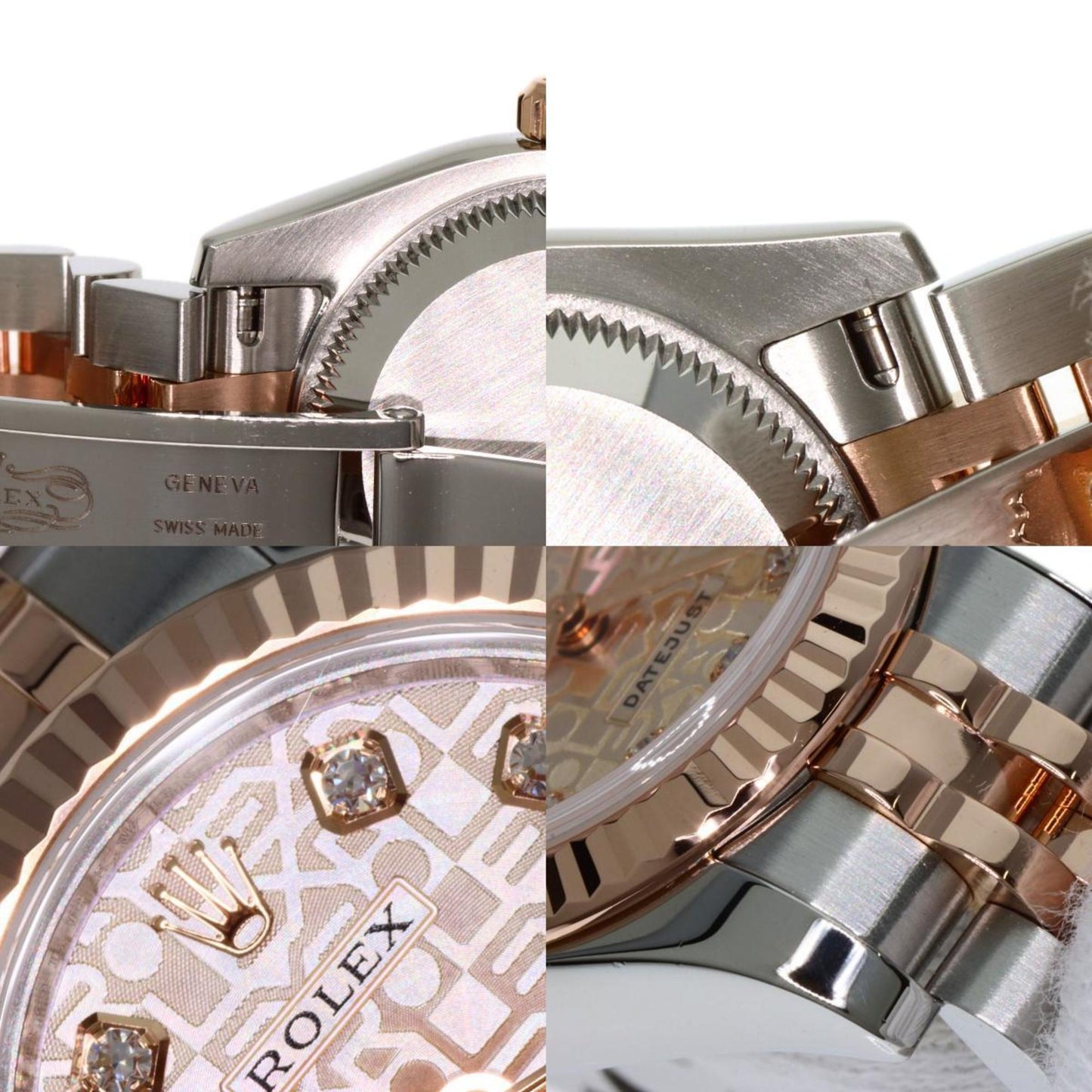 Rolex 179171G Datejust 10P Diamond Watch Stainless Steel SSxK18PG Everose Gold Ladies