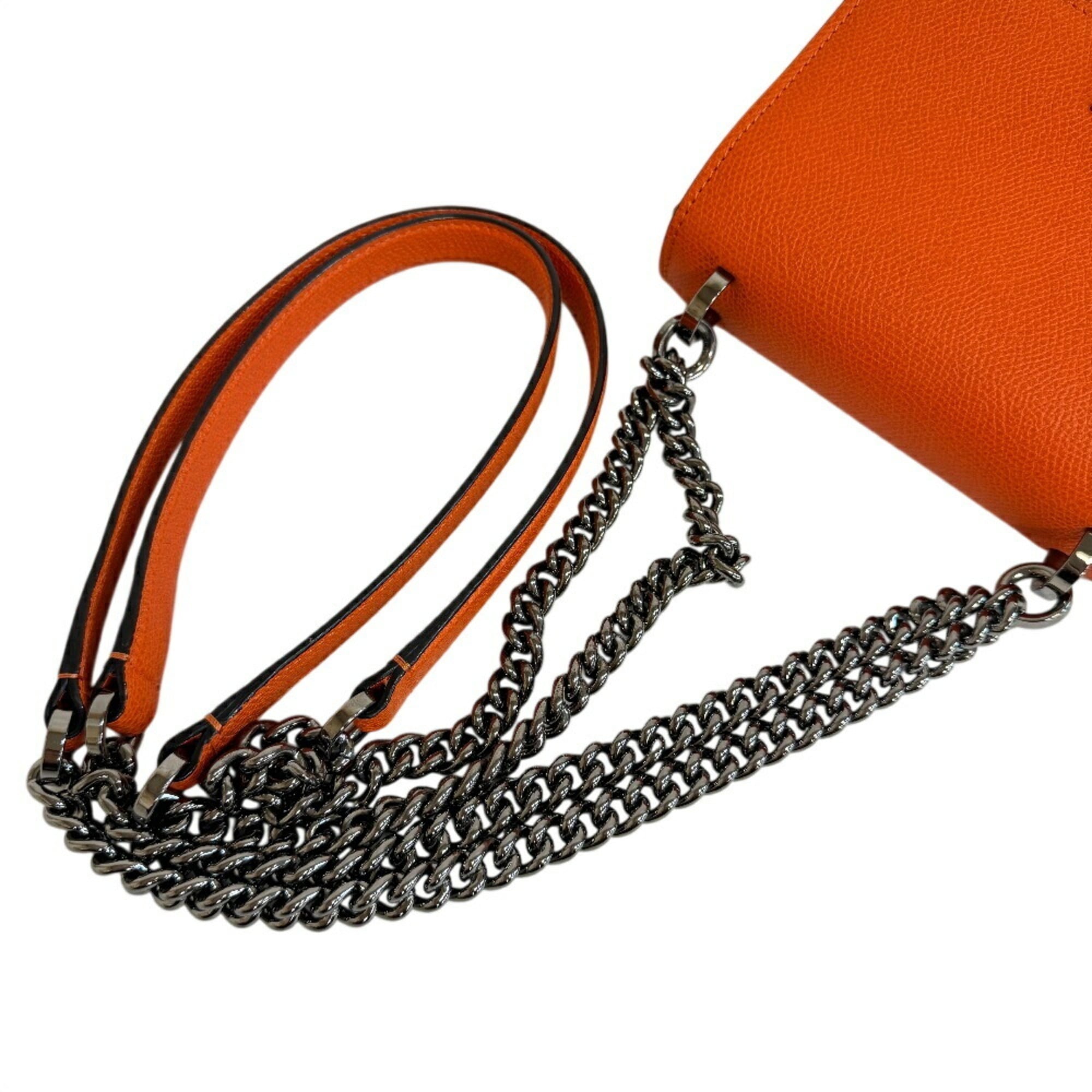 Valextra Spritzer Small Crossbody Chain Shoulder Bag, Orange, Women's