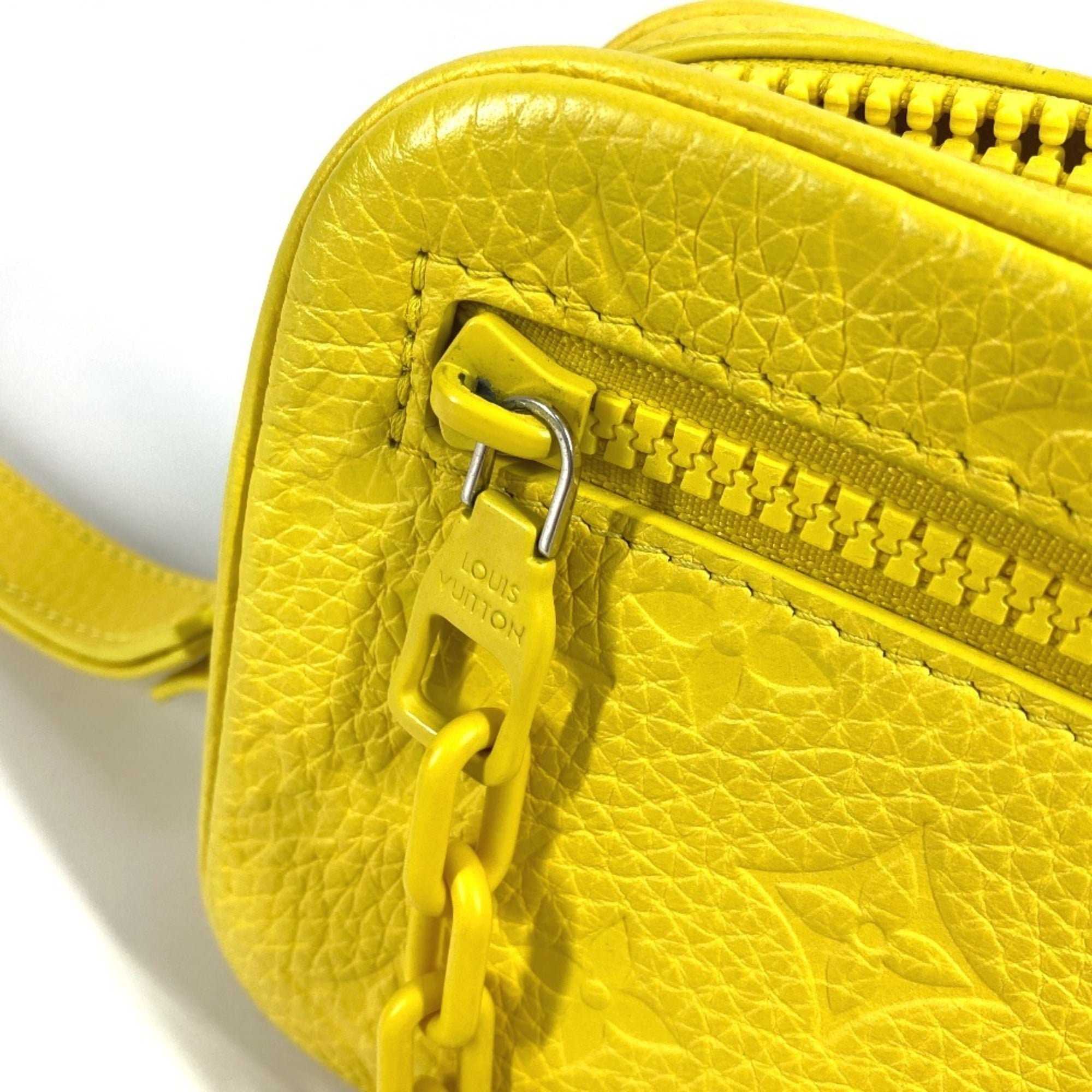 LOUIS VUITTON M53554 Monogram Empreinte Pochette Volga Second Bag Chain Clutch Taurillon Leather Men's Yellow Like New — Like New