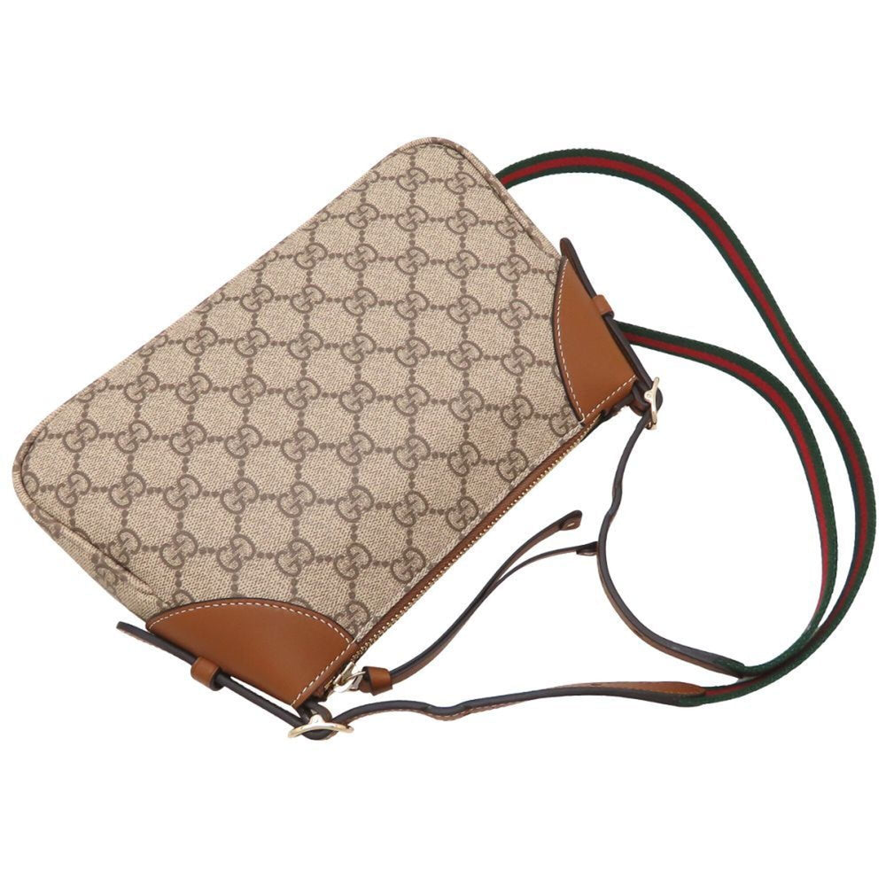 GUCCI GG Emblem Small 815218 Shoulder Bag Supreme x Leather Beige Brown Women's 353420 — Like New