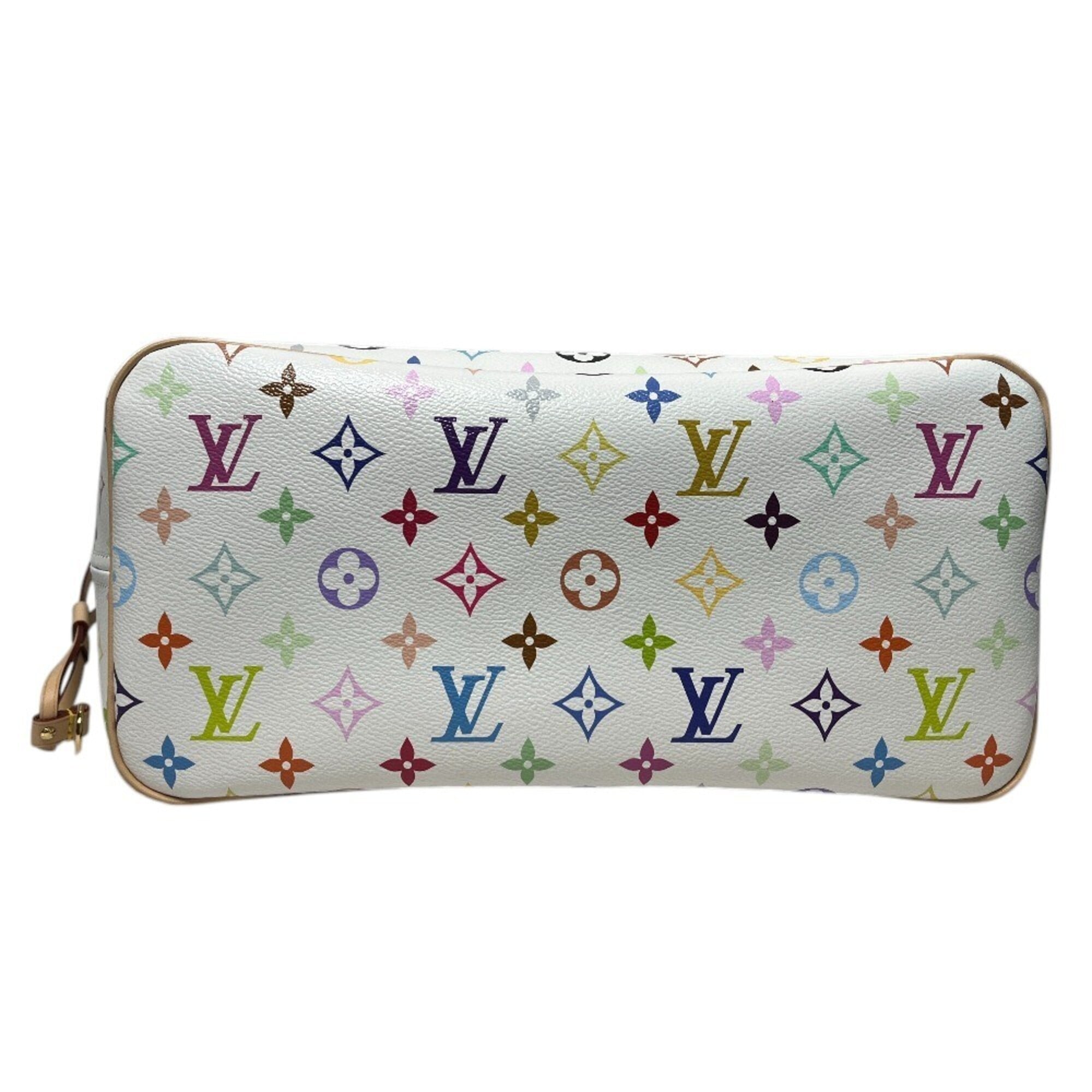LOUIS VUITTON M27787 LV × TM Takashi Murakami Collaboration Neverfull MM Handbag with Pouch, Tote Bag, Monogram Multicolor Canvas, Women's, Blanc White — New