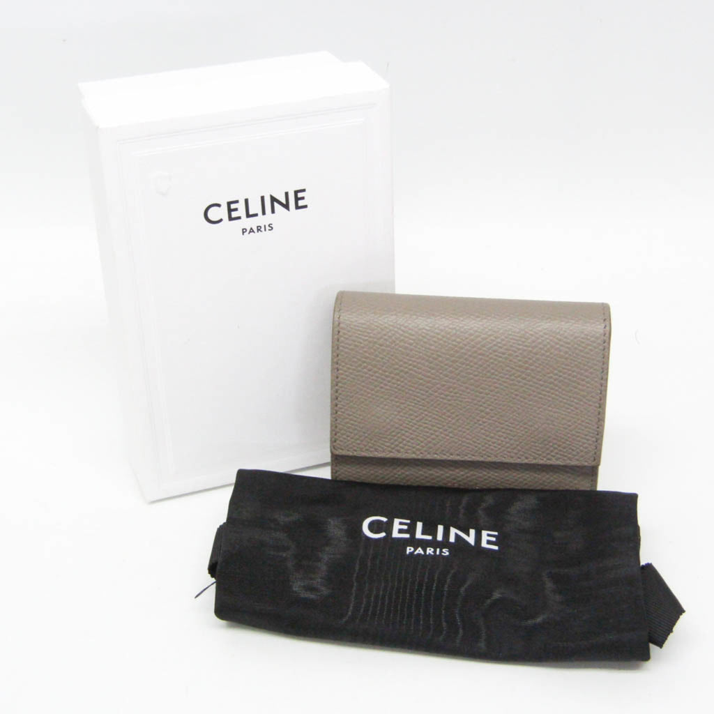Celine Small Triford Wallet 10B573BEL.31AN Women's  Embossed Calf Leather Wallet (tri-fold) Gray