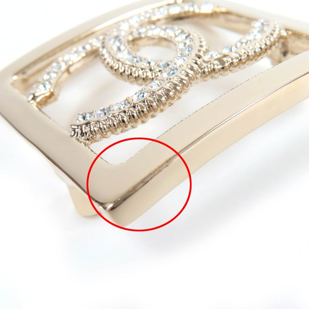 CHANEL A23P Coco Mark Rhinestone Brooch, Gold, with Box, Made in France, Women's — Like New