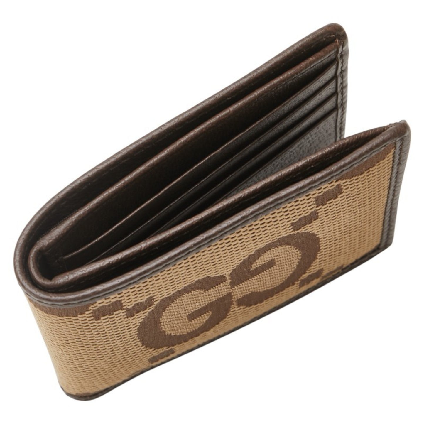 Gucci Jumbo GG Bifold Wallet 699308 Brown Canvas and Leather Women's GUCCI