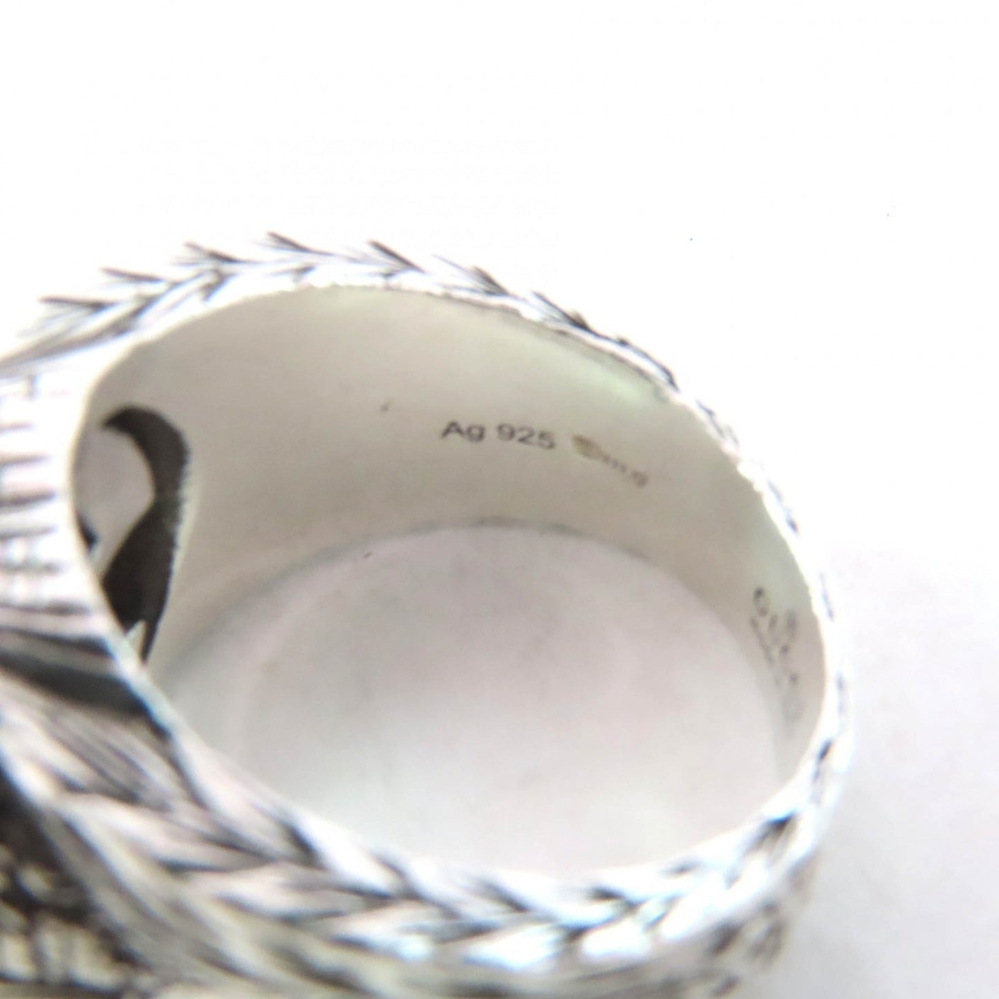 GUCCI 455302 Interlocking G Arabesque Ring, AG925 Silver, Size 9, Made in Italy, Women's