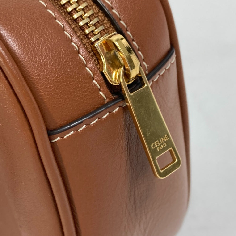 CELINE 2WAY Hand Bag Pochette Bag Crossbody Shoulder Bag Brown Gold — Like New